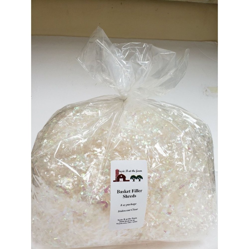 Gift Basket Shreds, 8 oz package, New old stock. Iridescent Clear